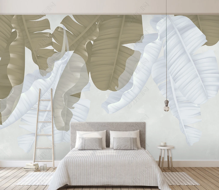 3D Leaf Japanese Banana Leaf Wall Mural Wallpaper YXL 1193