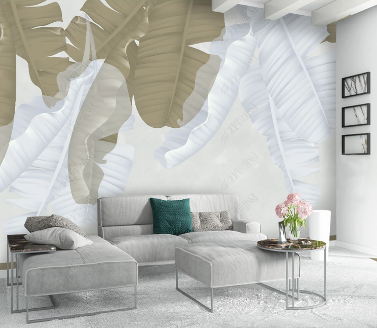 3D Leaf Japanese Banana Leaf Wall Mural Wallpaper YXL 1193
