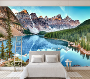 3D Snow Mountain Lake snow mountain lake landscape wall mural wallpaper for living room