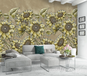 3D Floral Sunflower Retro Wall Mural Wallpaper YXL 1207