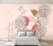 3D Freehand Sketching Rose Wall Mural Wallpaper YXL 1209