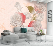 3D Freehand Sketching Rose Wall Mural Wallpaper YXL 1209