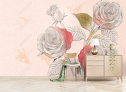 3D Freehand Sketching Rose Wall Mural Wallpaper YXL 1209