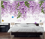 3D Flowers Gillyflower Butterfly Greenery Wall Mural Wallpaper YXL 1219