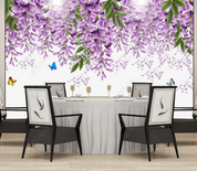 3D Flowers Gillyflower Butterfly Greenery Wall Mural Wallpaper YXL 1219
