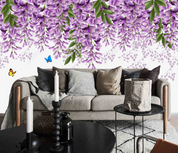 3D Flowers Gillyflower Butterfly Greenery Wall Mural Wallpaper YXL 1219