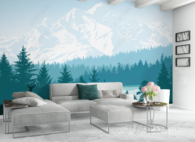 3D Animal Forest Elk Mountain River Wall Mural Wallpaper YXL 1231