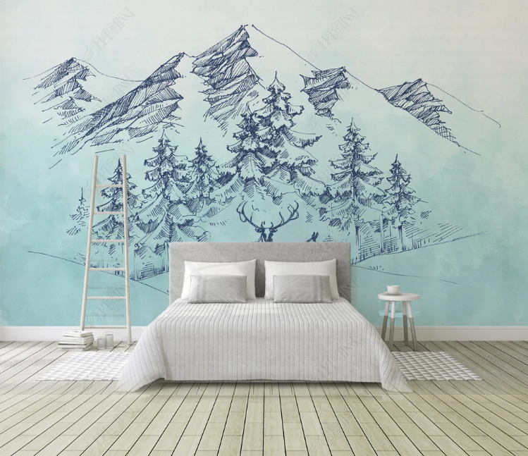 3D Animal Snow Mountain Elk Wall Mural Wallpaper YXL 1232