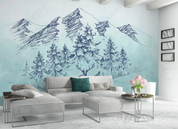 3D Animal Snow Mountain Elk Wall Mural Wallpaper YXL 1232