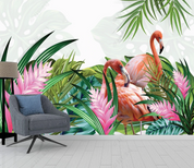 3D Animal Flamingo Selva Greenery Wall Mural Wallpaper YXL 1234