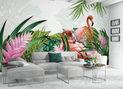 3D Animal Flamingo Selva Greenery Wall Mural Wallpaper YXL 1234