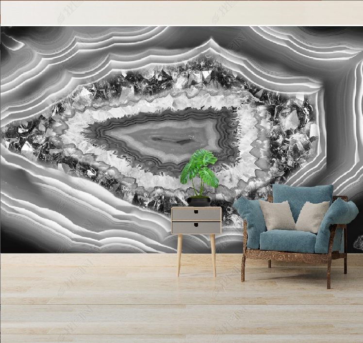 3D Marbling Agate Wave Gray Wall Mural Wallpaper YXL 1240