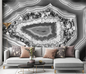 3D Marbling Agate Wave Gray Wall Mural Wallpaper YXL 1240