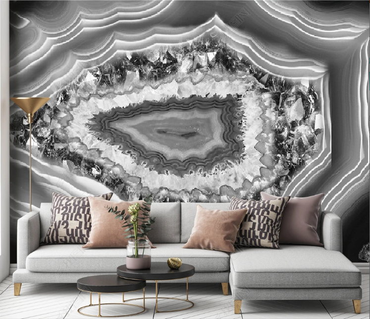 3D Marbling Agate Wave Gray Wall Mural Wallpaper YXL 1240