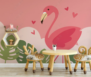 3D Animal Flamingo Love Red Wall Mural Wallpaper YXL 1297