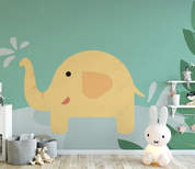 3D Animal Elephant Yellow Wall Mural Wallpaper YXL 1298