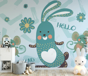 3D Animal Rabbit Mouse Green Wall Mural Wallpaper YXL 1300