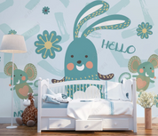 3D Animal Rabbit Mouse Green Wall Mural Wallpaper YXL 1300