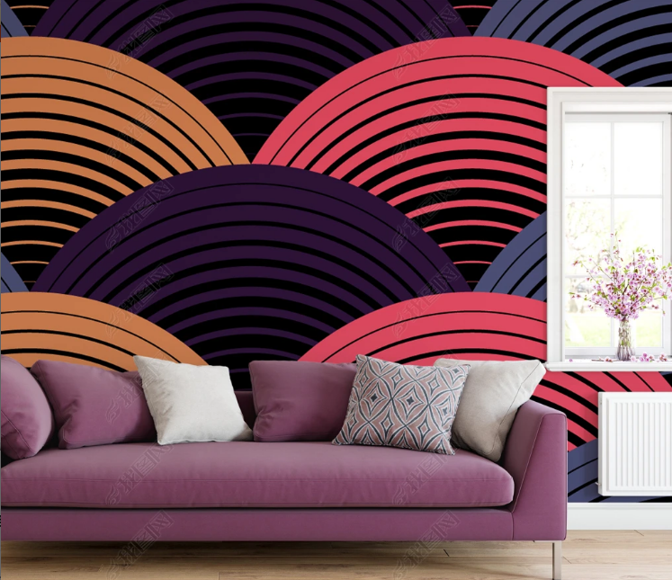 3D Abstract Colours Ellipse Wall Mural Wallpaper YXL 1301