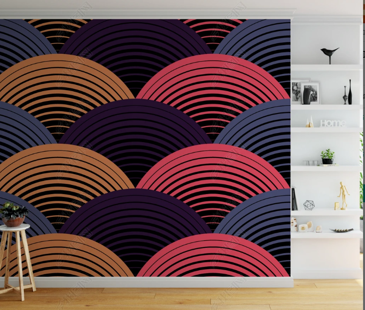3D Abstract Colours Ellipse Wall Mural Wallpaper YXL 1301