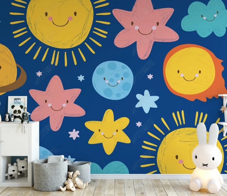 3D Cartoon Sun Star Wall Mural Wallpaper YXL 1305