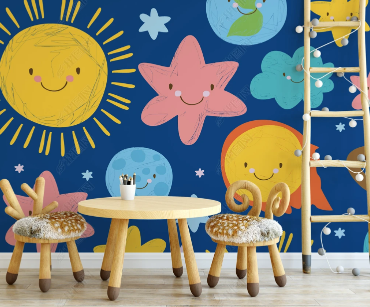 3D Cartoon Sun Star Wall Mural Wallpaper YXL 1305