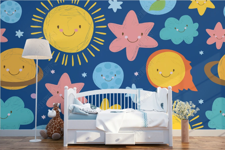 3D Cartoon Sun Star Wall Mural Wallpaper YXL 1305