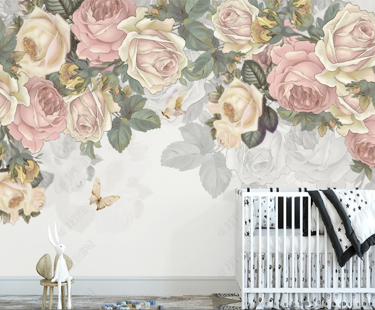 3D Flowers Rose Leaf Wall Mural Wallpaper YXL 1322