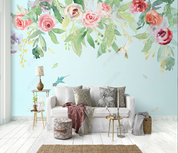 3D Floral Rose Greenery Wall Mural Wallpaper YXL 1331
