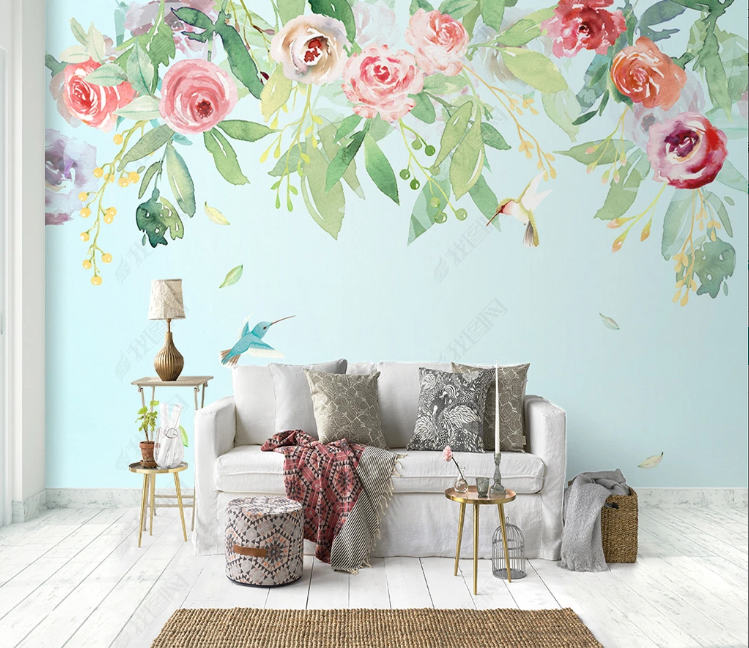 3D Floral Rose Greenery Wall Mural Wallpaper YXL 1331