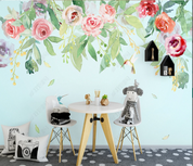 3D Floral Rose Greenery Wall Mural Wallpaper YXL 1331