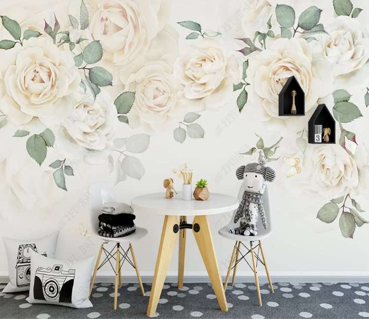 3D Flowers  Rose Greenery Wall Mural Wallpaper YXL 1340
