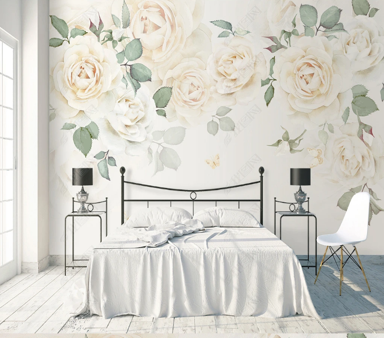 3D Flowers  Rose Greenery Wall Mural Wallpaper YXL 1340