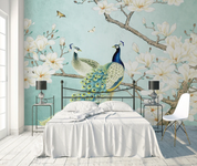 3D Animal Peacock Butterfly Tree Floral Wall Mural Wallpaper YXL 1342