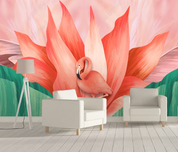 3D Animal Flamingo Floral Wall Mural Wallpaper YXL 1377