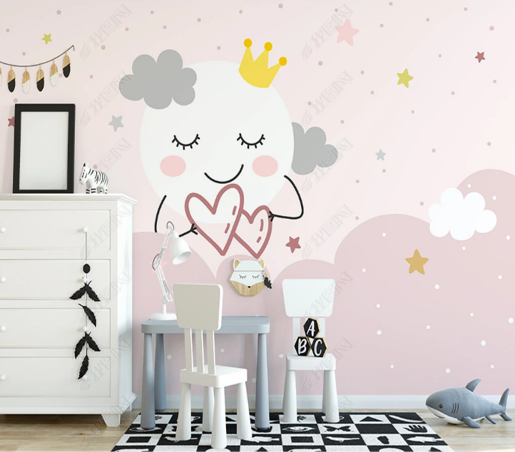 3D Cartoon Sun Cloud Star Wall Mural Wallpaper YXL 1382