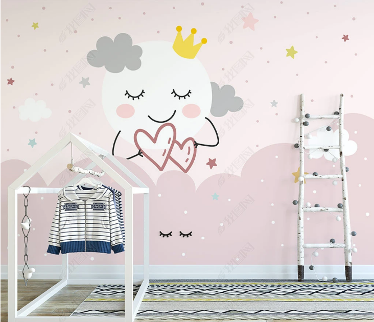 3D Cartoon Sun Cloud Star Wall Mural Wallpaper YXL 1382