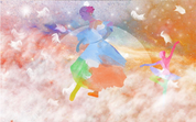3D Dancer Feather Round Starry Sky Wall Mural Wallpaper YXL 1414