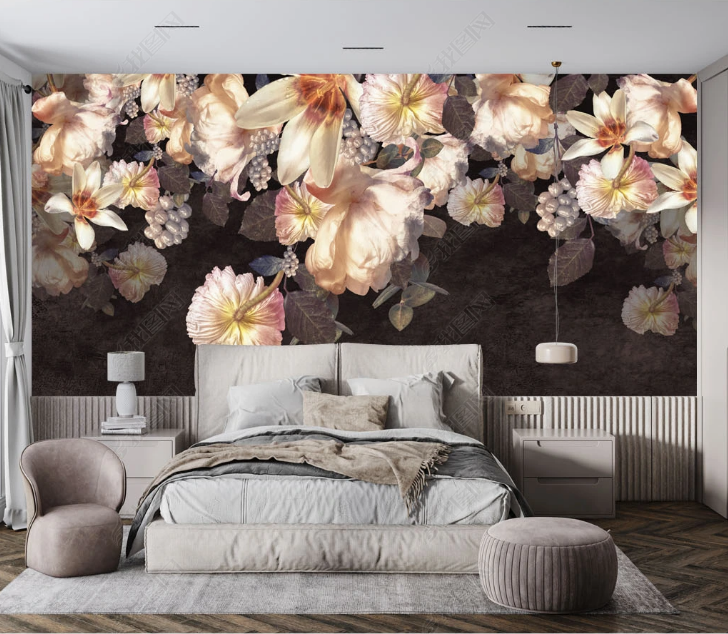 3D Oil painting Floral Pink Wall Mural Wallpaper YXL 1427