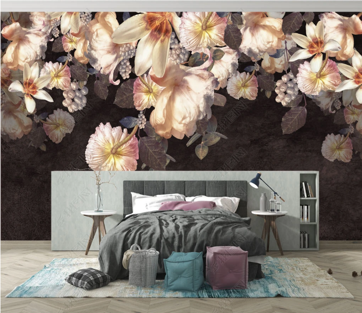 3D Oil painting Floral Pink Wall Mural Wallpaper YXL 1427