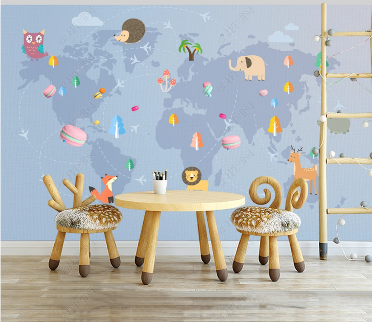 3D Animal Deer Hedgehog Lion Elephant Wall Mural Wallpaper YXL 1450