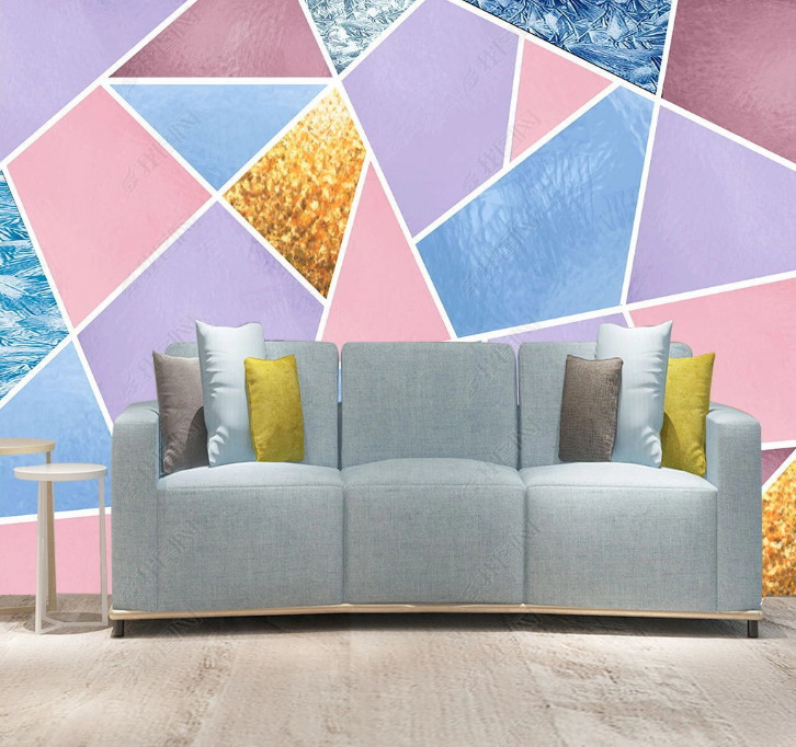 3D Marble Triangle Parallelogram Leaf Wall Mural Wallpaper YXL 1472