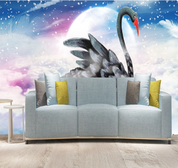 3D Animal Swan Starry Sky The Earth Wall Mural Wallpaper YXL 1473