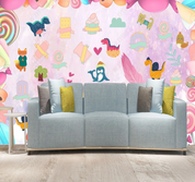 3D Animal Candies Dinosaur Feather Deer Wall Mural Wallpaper YXL 1474