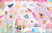 3D Animal Candies Dinosaur Feather Deer Wall Mural Wallpaper YXL 1474