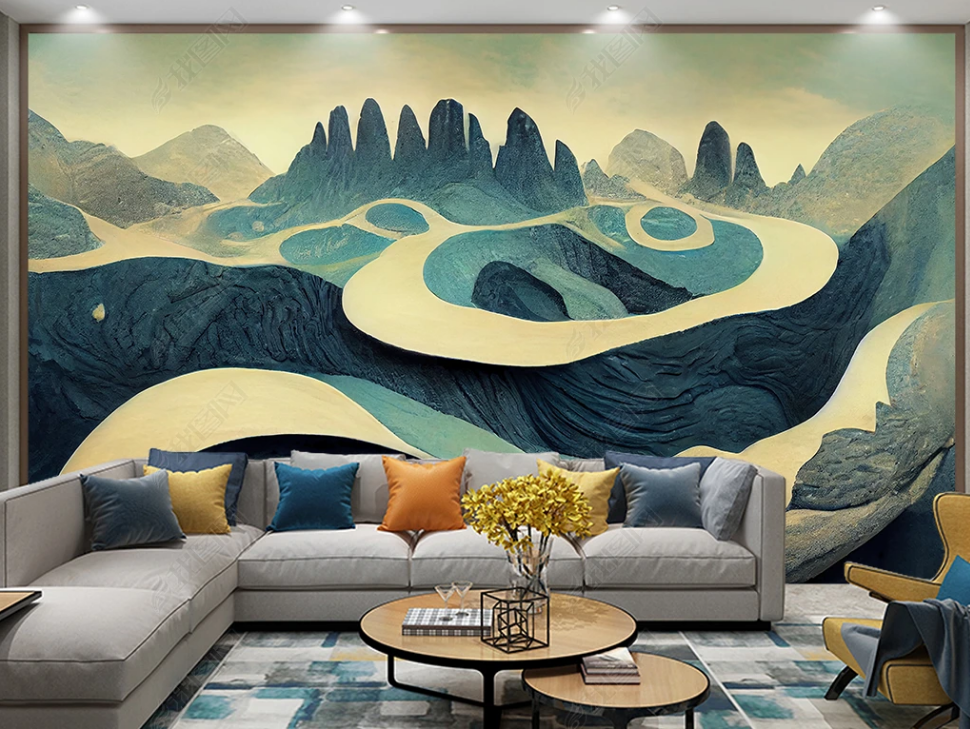 3D  Landscape Painting Bat Wall Mural Wallpaper YXL 1476
