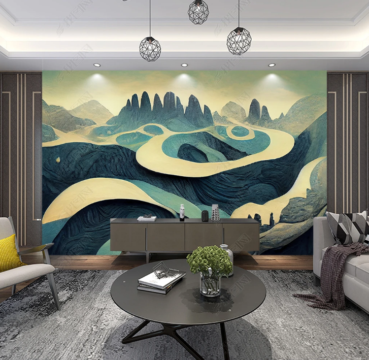 3D  Landscape Painting Bat Wall Mural Wallpaper YXL 1476