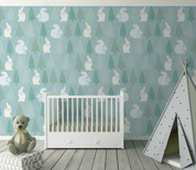 3D Cartoon Rabbit Tree Wall Mural Wallpaper YXL 1491