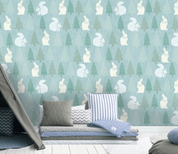 3D Cartoon Rabbit Tree Wall Mural Wallpaper YXL 1491