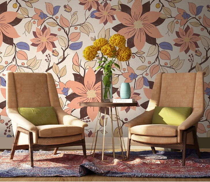3D Flowers Leaf Pink Wall Mural Wallpaper YXL 1507